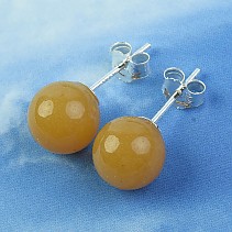 Ball earrings calcite yellow 8 mm Ag puzeta