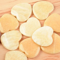 Calcite yellow flat hearts 4.5 cm
