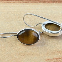 Earrings oval tiger eye silver 15 x 11 mm Ag 925/1000