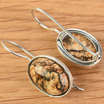 Earrings jaspis picture oval Ag 925/1000 3,7g