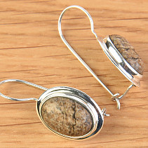 Earrings jasper picture silver Ag 925/1000 5g