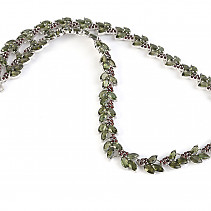 Luxusní náhrdelník 49cm vltavíny a granáty standard brus Ag 925/1000 Rh 57,0g
