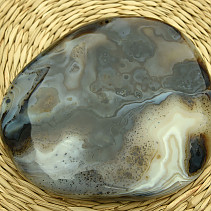 Agate with dendrite flat smooth stone 587g