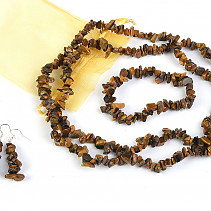 Gift set of jewelery tiger eye necklace 90cm, bracelet, earrings