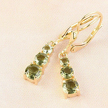 Moldavite earrings standard cut gold 14K Au 585/1000 3.22g