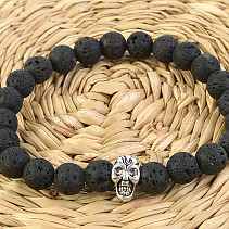 Men's bracelet from lava stone skull