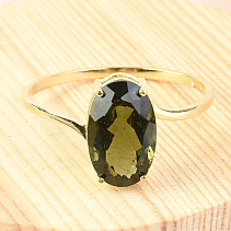 Ring vel.55 moldavite oval 11 x 7mm standard 14K gold Au 585/1000 1,68g