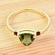 Prsten vltavín a granáty zlato Au 585/1000 standard brusvel.53 2,22g