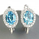 Oval earrings topaz sky blue and zircons Ag 925/1000 standar cut