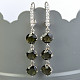 Drop earrings of moldavites and zircons Ag 925/1000 standard cut