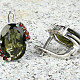 Oval moldavite earrings and garnets standard cut Ag 925/1000 + Rh