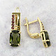 Gold moldavite earrings and garnets 9 x 6mm Au 585/1000 14K (4.03g) standard cut
