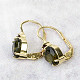 Heart earrings moldavite and garnet 7mm gold Au 585/1000 14K 2,39g
