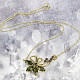 Vltavín a granát zlato náhrdelník květina Au 585/1000 14K 45cm (8,92g)