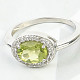 Olivine oval ring with zircons Ag 925/1000