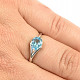 Topaz swiss blue broušený prsten kapka Ag 925/1000+Rh