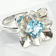 Blue topaz ring flower Ag 925/1000