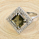 Ring with moldavite and zircons 19 x 19 mm 925/1000 Ag + Rh