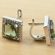 Square earrings with cubic zirconia moldavite and 8 x 8mm 925/1000 Ag + Rh