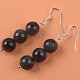 Earrings amethyst beads black 8 mm silver hooks