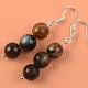 Agate beads earrings cut 8 mm silver hooks
