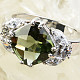 Ring with moldavite and 10 mm cubic zirconia diamond checker top cut 925/1000 Ag + Rh