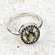 Ring with moldavite and garnets Oval 8 x 6 mm standard cut 925/1000 Ag + Rh