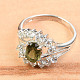 Ring with moldavite and zircons 7 x 5 mm oval cut standard Ag 925/1000