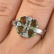 Ring flower with moldavite and zircons 12mm Ag 925/1000 Rh