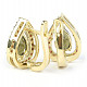 Gold earrings with moldavite and garnet standard grind Au 585/1000 5.12g