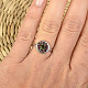 Prsten s vltavínem a granáty 5mm standard brus Ag 925/1000 Rh