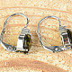 Earrings of moldavite and zircon hearts 7 x 7mm standard cut Ag 925/1000 Rh