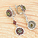 Pendant earrings with moldavite and Ag 925/1000 Rh standard garnet