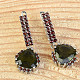 Hanging earrings with moldavite and Ag 925/1000 Rh standard garnet