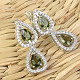 Earrings with moldavite and zircons Two drops of 7 x 5 mm standard cut Ag 925/1000 Rh