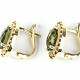 Earrings gold with moldavite and garnets oval checker Au 585/1000 5,76g