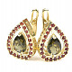 Gold earrings with moldavite and garnet standard grind Au 585/1000 5.12g