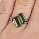 Ring of moldavite cut with rectangles 10 x 5mm Ag 925/1000 Rh