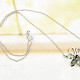 Necklace 45cm moldavite and garnets flower standard cut Ag 925/1000 Rh 6,35g