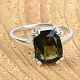 Painted with a moldavite rectangle of 10 x 8mm standard cut Ag Ag 925/1000 Rh