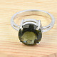 Ring round 10mm moldavite checker top Ag 925/1000