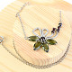 Necklace flower moldavite and garnet standard cut Ag 925/1000 Rh