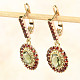 Luxury earrings moldavite and garnets oval 7 x 5mm standard gold 585/1000 14K 6,43g