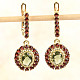 Luxury earrings moldavite and garnets oval 7 x 5mm standard gold 585/1000 14K 6,43g