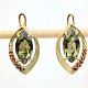 Luxury earrings with moldavite and garnets Au 585/1000 14K 4.35g