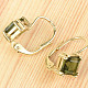 Earrings moldavite 6 x 6mm gold Au 585/1000 14K 2,17g